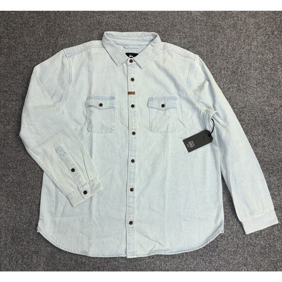 NWT Imperial Motion Men’s XXL Light Wash Denim Jean Button-Up Long Sleeve Shirt - Picture 1 of 8